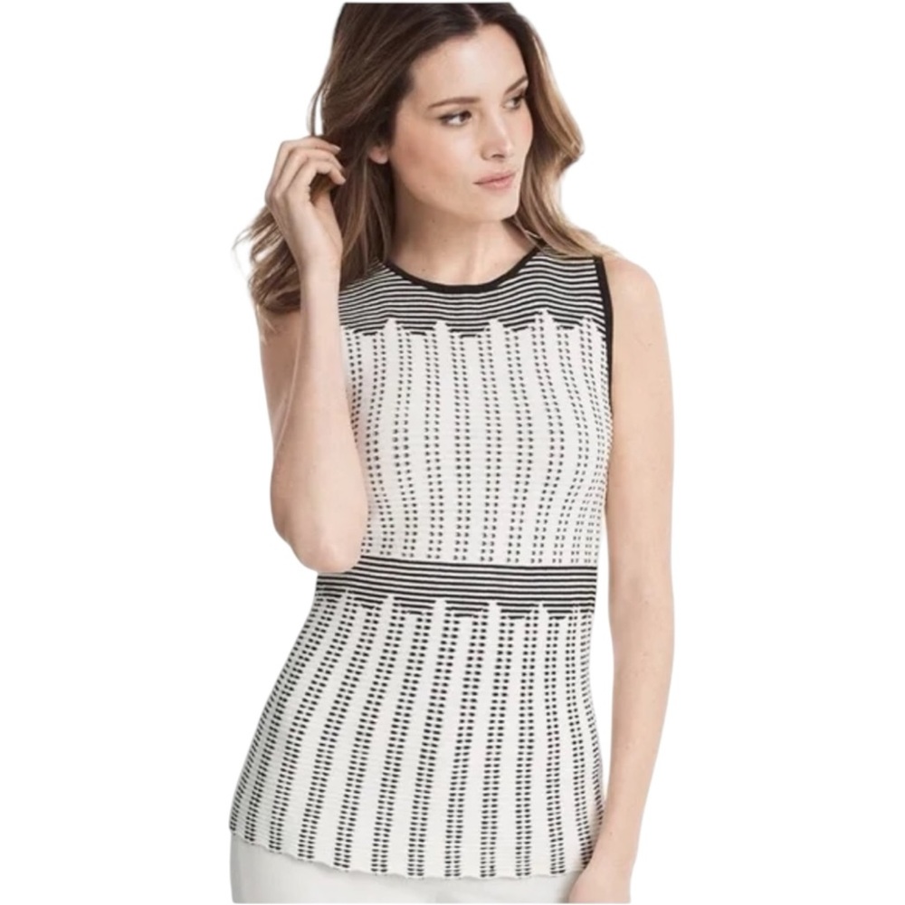 Women’s Small White House Black Market Sleeveless Graphic Dot Sweater Dots